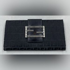 FENDI Zucchino Forever Continental Wallet Black Pre-Owned